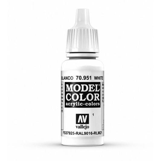 Vallejo Model Color Model Color - White matt acrylic paint dropper bottle