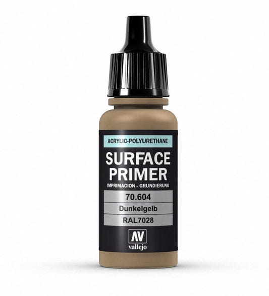 Vallejo Surface Primer Polyurethane - Primer German Dark Yellow (RAL 7028) 17ml bottle