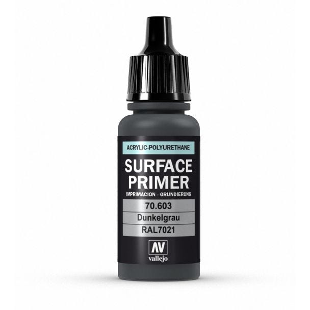 Vallejo Surface Primer Polyurethane - Primer German Panzer Grey (RAL 7021) 17ml bottle