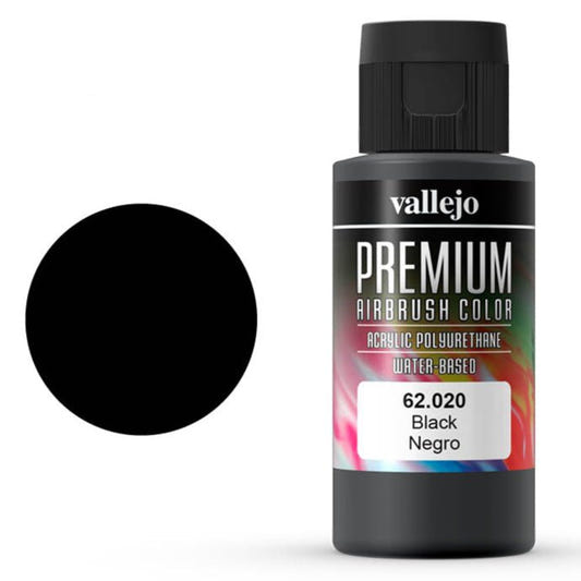 Vallejo Premium Color Premium Color 60ml – Black 60ml airbrush paint bottle