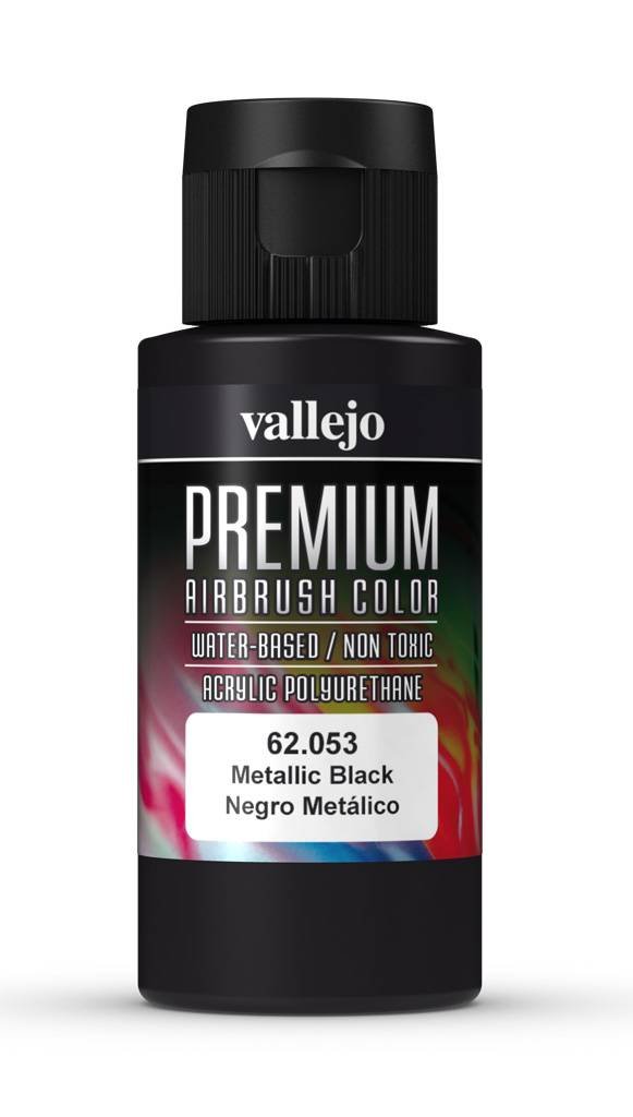 Vallejo Premium Color Premium Color 60ml - Metallic Black 60ml airbrush paint bottle
