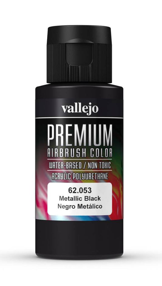 Vallejo Premium Color Premium Color 60ml - Metallic Black 60ml airbrush paint bottle