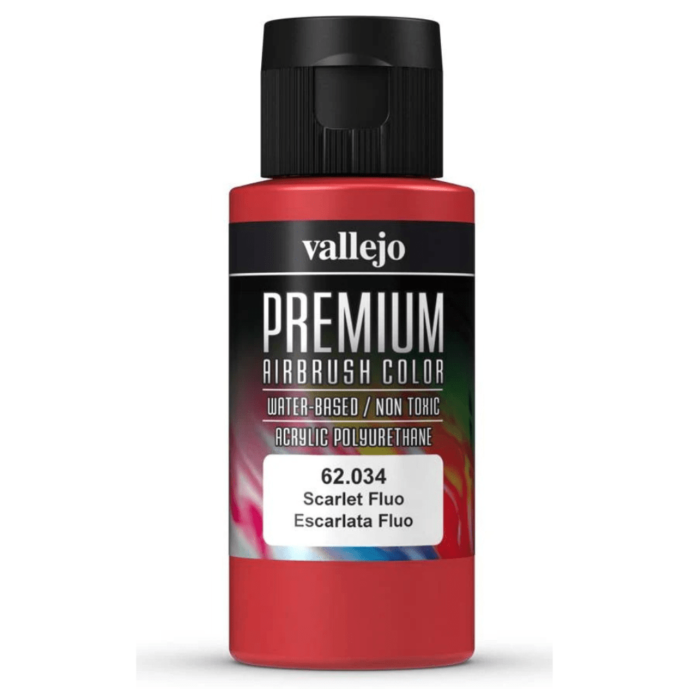 Vallejo Premium Color Premium Color 60ml - Scarlet Flourescent 60ml airbrush paint bottle