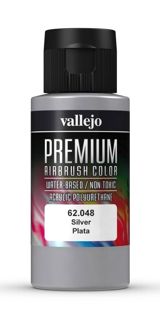 Vallejo Premium Color Premium Color 60ml - Silver 60ml airbrush paint bottle
