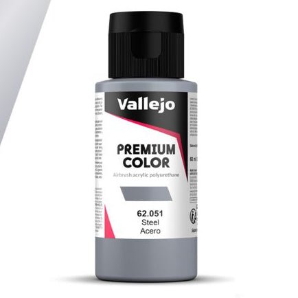 Vallejo Premium Color Premium Color 60ml - Steel 60ml airbrush paint bottle