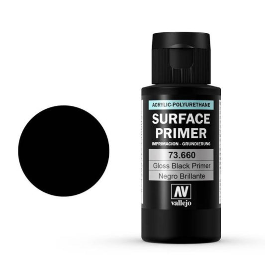 Vallejo Metal Color - Gloss Black Primer 60ml - Loaded Dice