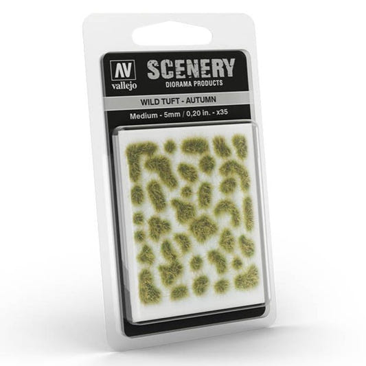 Vallejo Wild Tuft - Autumn, Medium self-adhesive grass tufts for basing