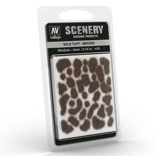 Vallejo Wild Tuft - Brown, Medium self-adhesive grass tufts for basing