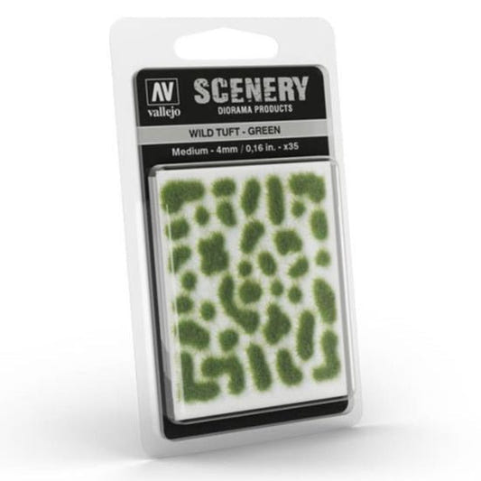 Vallejo Wild Tuft - Green, Medium self-adhesive grass tufts for basing
