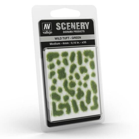 Vallejo Wild Tuft - Green, Medium self-adhesive grass tufts for basing