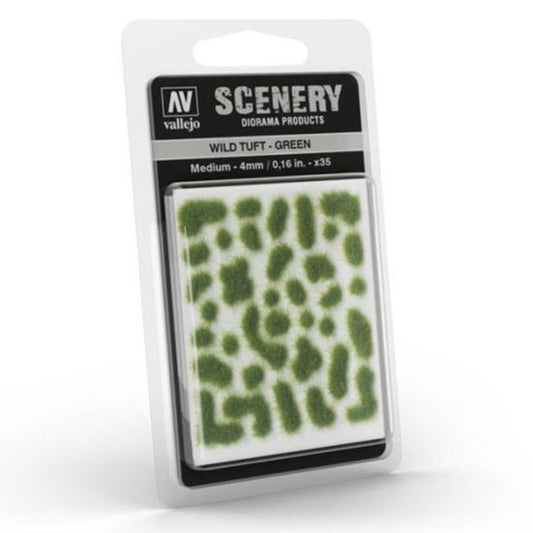 Vallejo Wild Tuft - Green, Medium self-adhesive grass tufts for basing