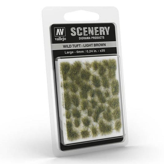 Vallejo Wild Tuft - Light Brown, Large self-adhesive grass tufts for basing