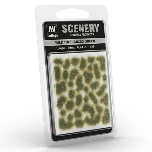 Vallejo Wild Tuft - Mixed Green, Large self-adhesive grass tufts for basing