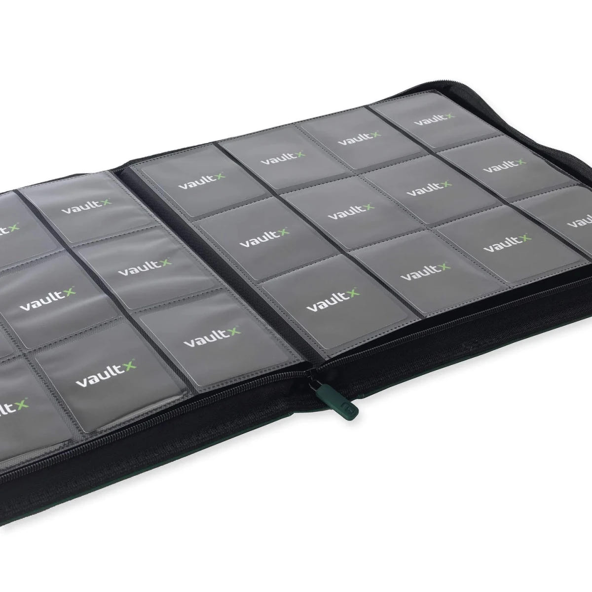 VaultX Exo-Tec Zip Binder - 12 Pocket - Green - Loaded Dice