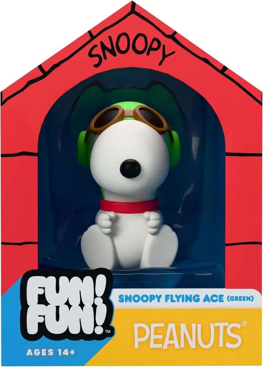 Super7 Vintage Peanuts Fun! Fun! Snoopy Flying Ace (Green) in red doghouse-style box