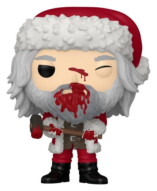 Funko Pop! Movies Santa Claus vinyl figure from Violent Night with bloodied beard and hammer