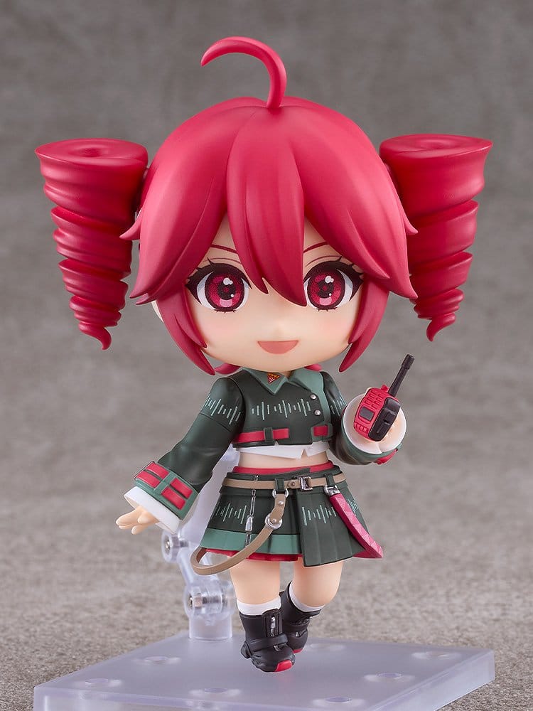 Nendoroid Kasane Teto VOICEPEAK Ver. front view on clear stand, holding her transceiver