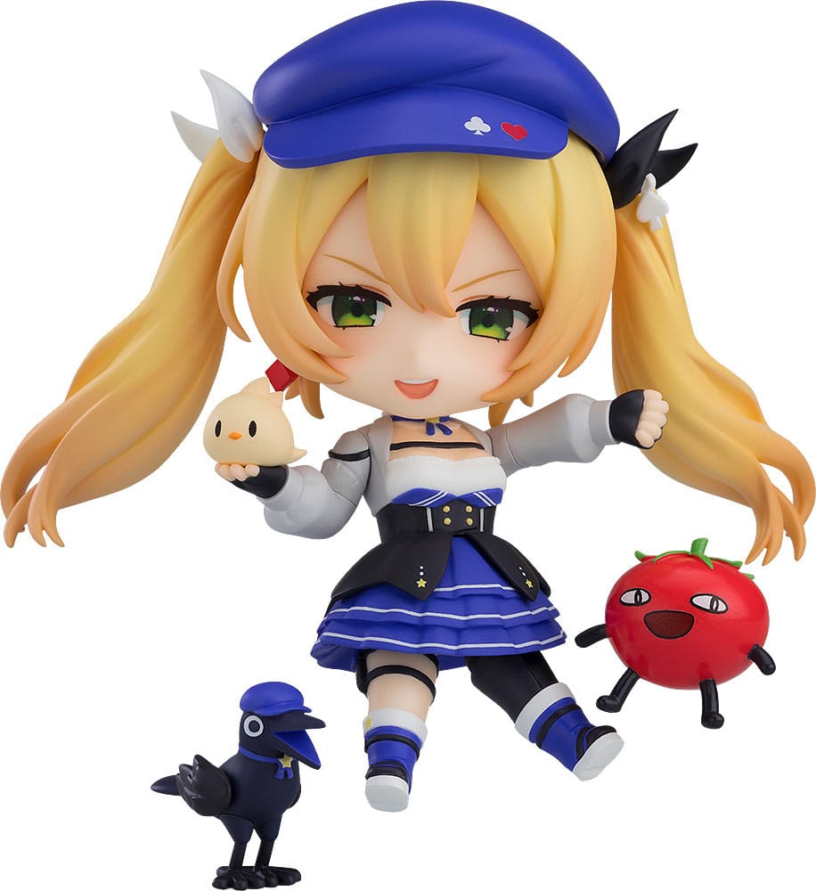 Good Smile Company Dokibird Nendoroid in blue cap with chick, crow and tomato accessories on white