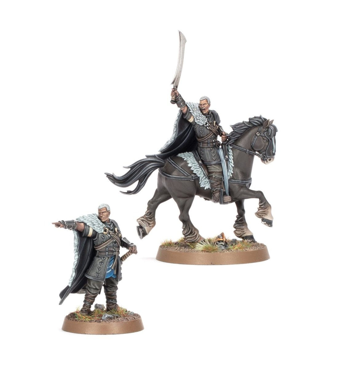 Painted Hill Tribes leaders from Battle of Edoras, one mounted on a black horse with sword raised