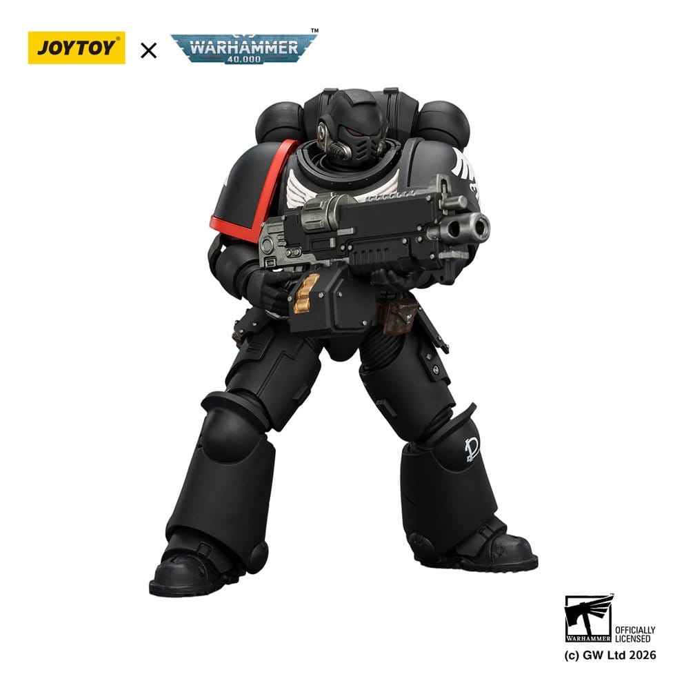 JoyToy Raven Guard Intercessor 12 cm action figure, aiming bolt rifle in firing stance, white background