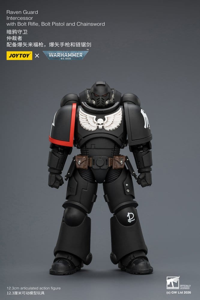 JoyToy Raven Guard Intercessor 12 cm action figure, standing front view on grey background