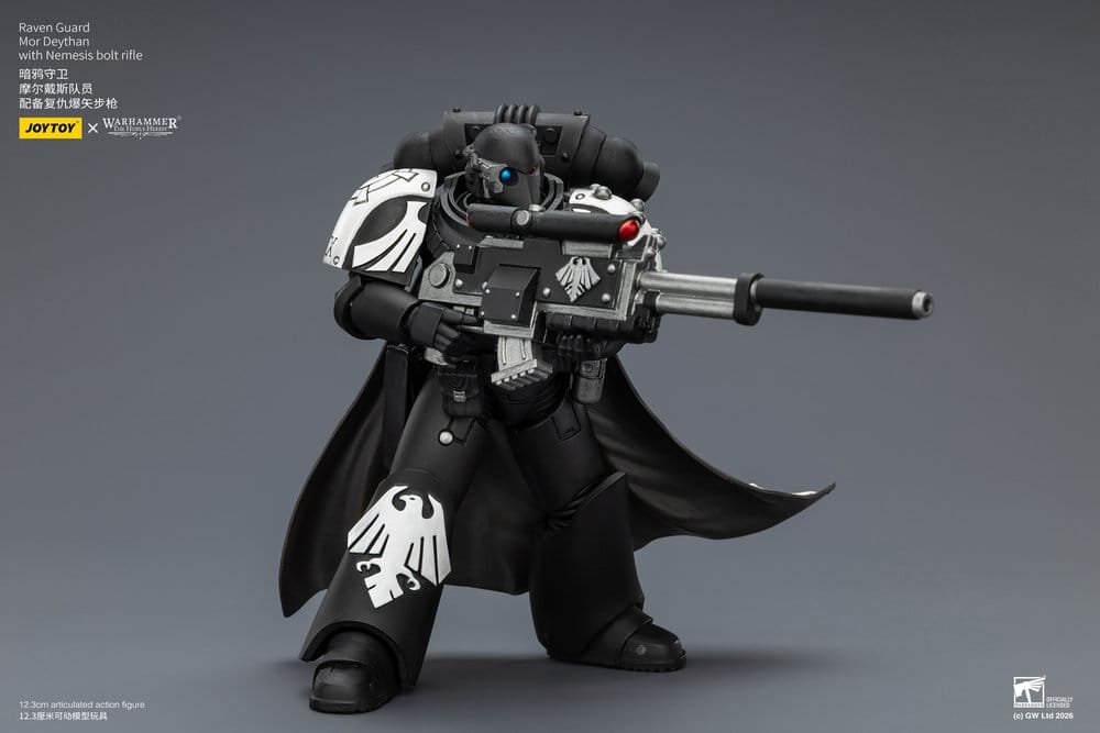 JoyToy Raven Guard Mor Deythan 12 cm action figure, aiming rifle in braced stance