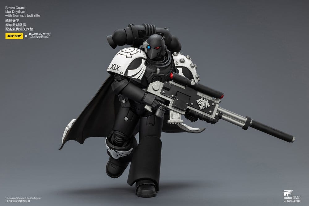 JoyToy Raven Guard Mor Deythan 12 cm action figure, crouched advancing pose aiming rifle