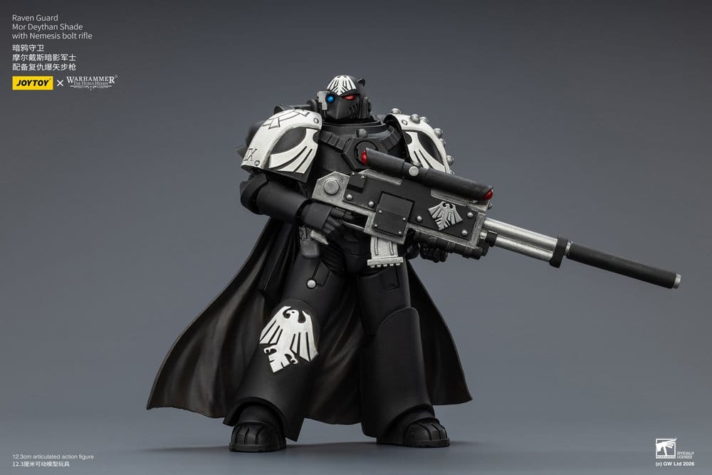 JoyToy Raven Guard Mor Deythan Shade 12 cm action figure, holding rifle at hip, angled view