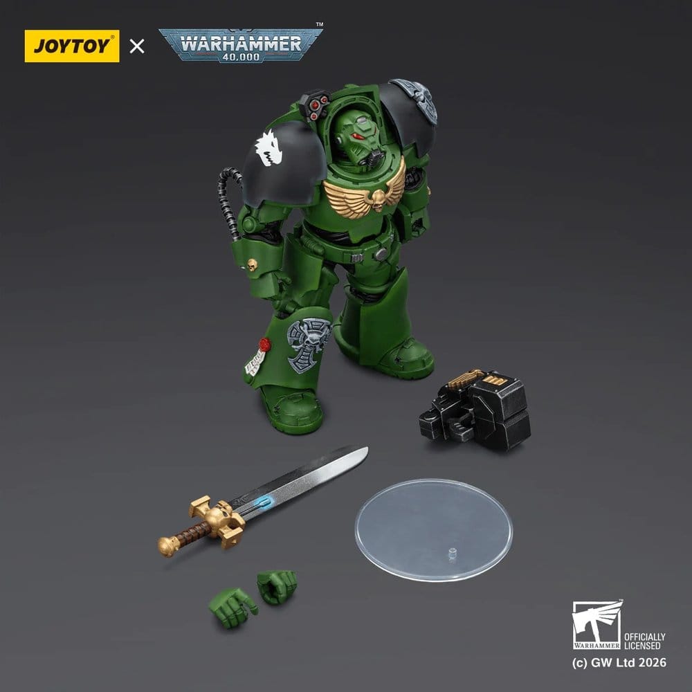 JoyToy Salamanders Terminator 1 14 cm action figure with power sword, storm bolter, spare hands and display stand