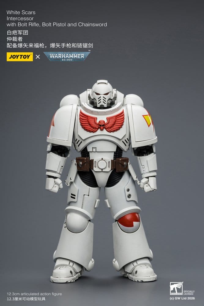 JoyToy White Scars Intercessor 12 cm action figure, standing front view on grey background