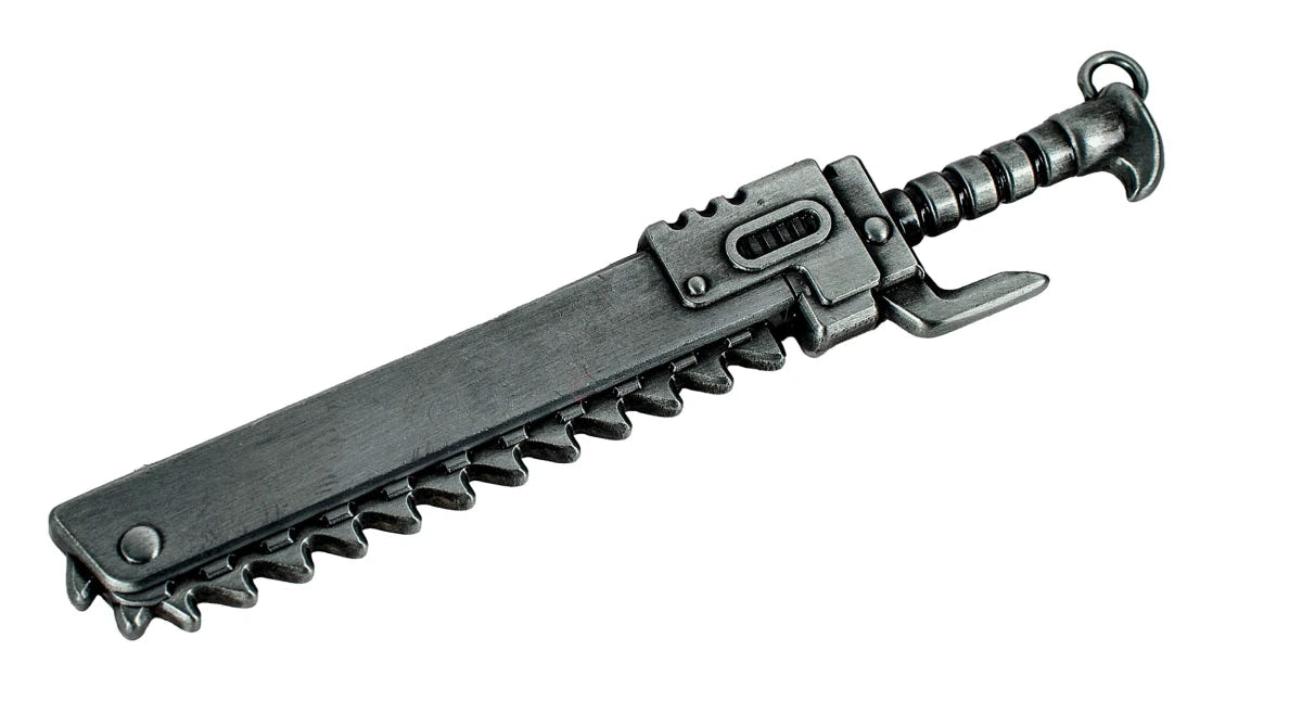 Warhammer 40,000 Adeptus Astartes chainsword bottle opener in pewter-finish metal