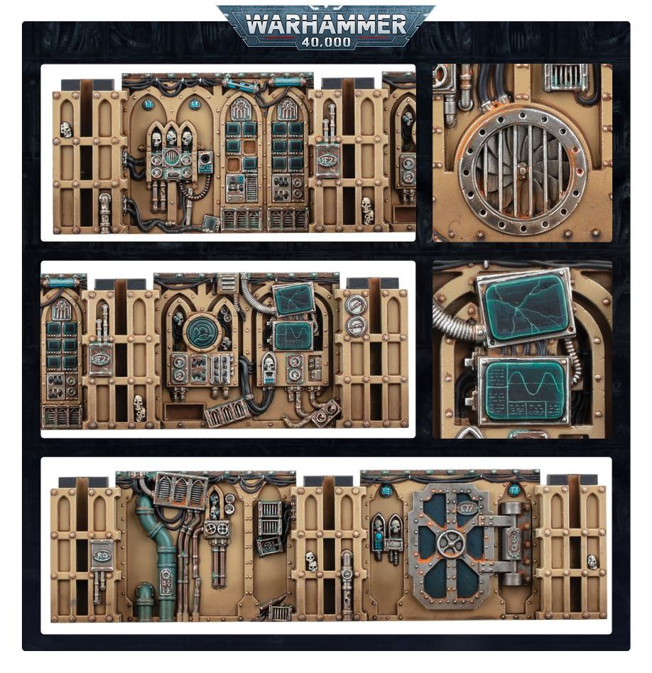 Close-ups of painted Gallowdark wall sections and hatchways from Boarding Actions