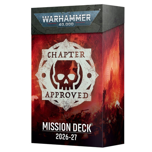 Warhammer 40,000 Chapter Approved Mission Deck box on a white background