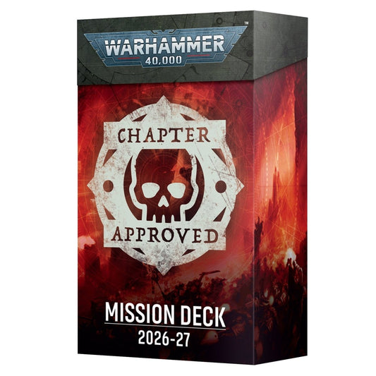 Warhammer 40,000 Chapter Approved Mission Deck box on a white background