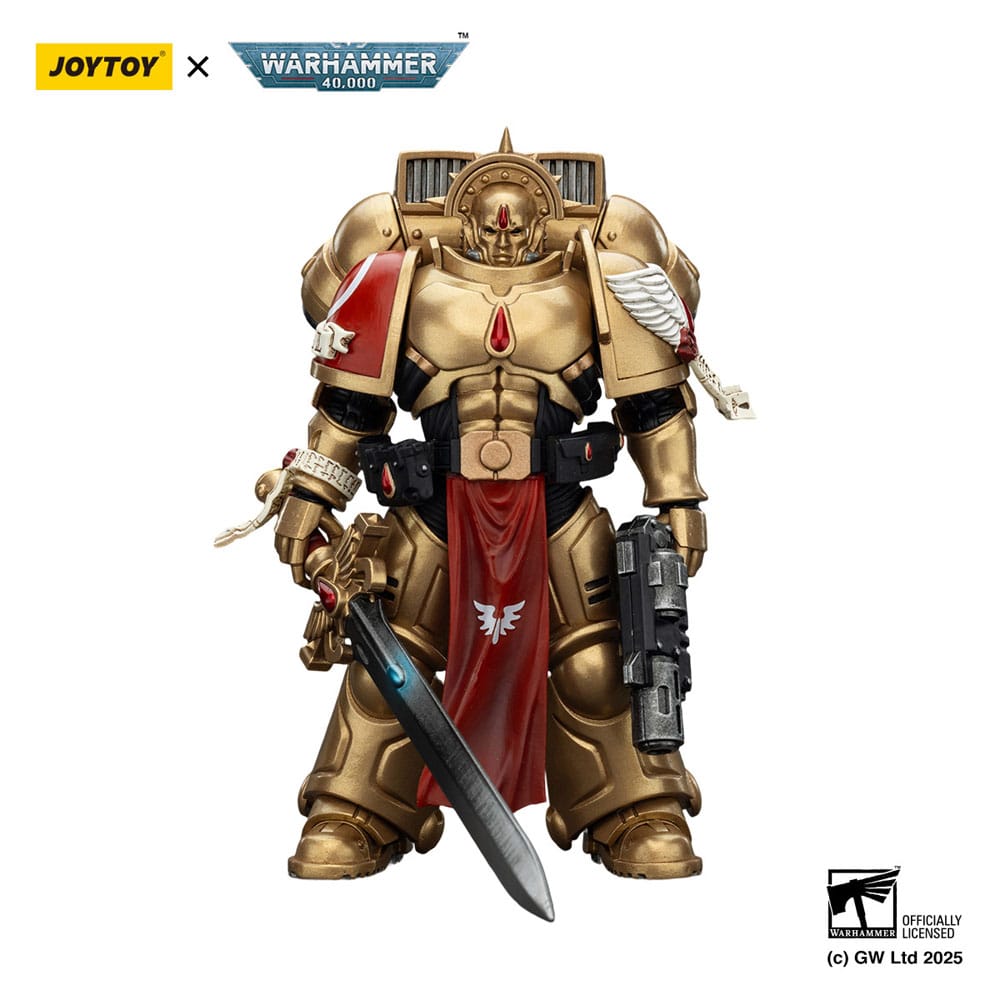JoyToy Blood Angels Sanguinary Guard 1 20 cm action figure, front view with sword and pistol, angled, white background
