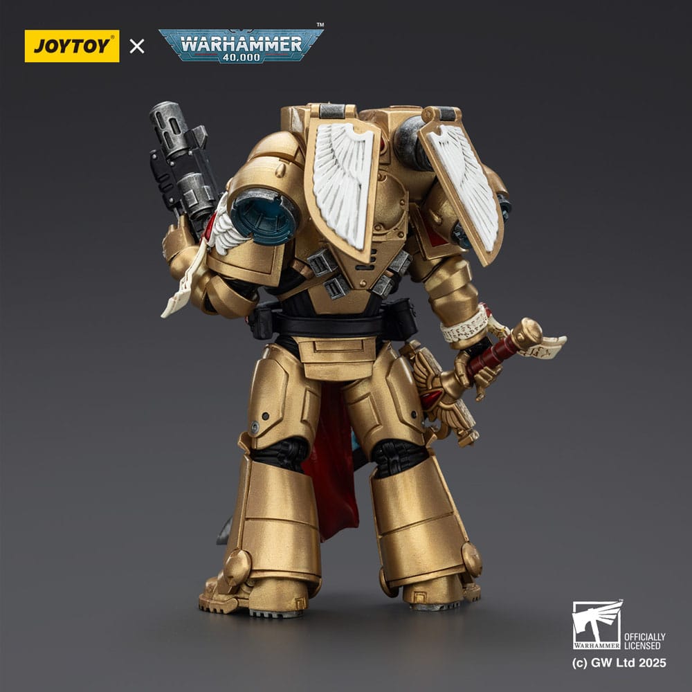 JoyToy Blood Angels Sanguinary Guard 1 20 cm action figure, back view showing winged jump pack, dark background