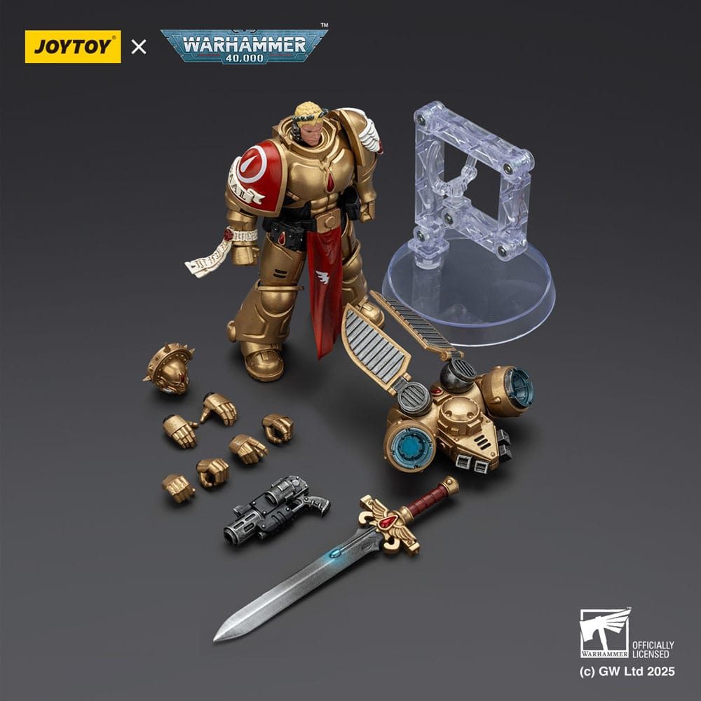 JoyToy Blood Angels Sanguinary Guard 1 20 cm, contents: sword, pistol, spare head, hands and flight stand, dark background