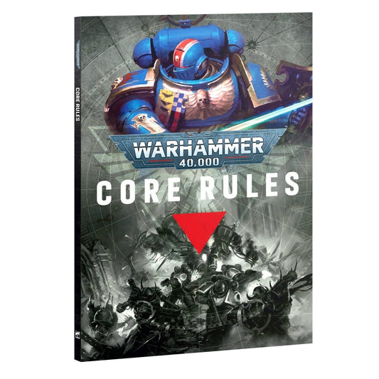 Warhammer 40,000 Core Rules book cover with robot illustration on a white background