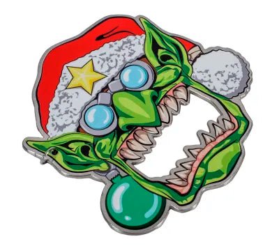 Da Red Gobbo magnet bottle opener front, angled view on white