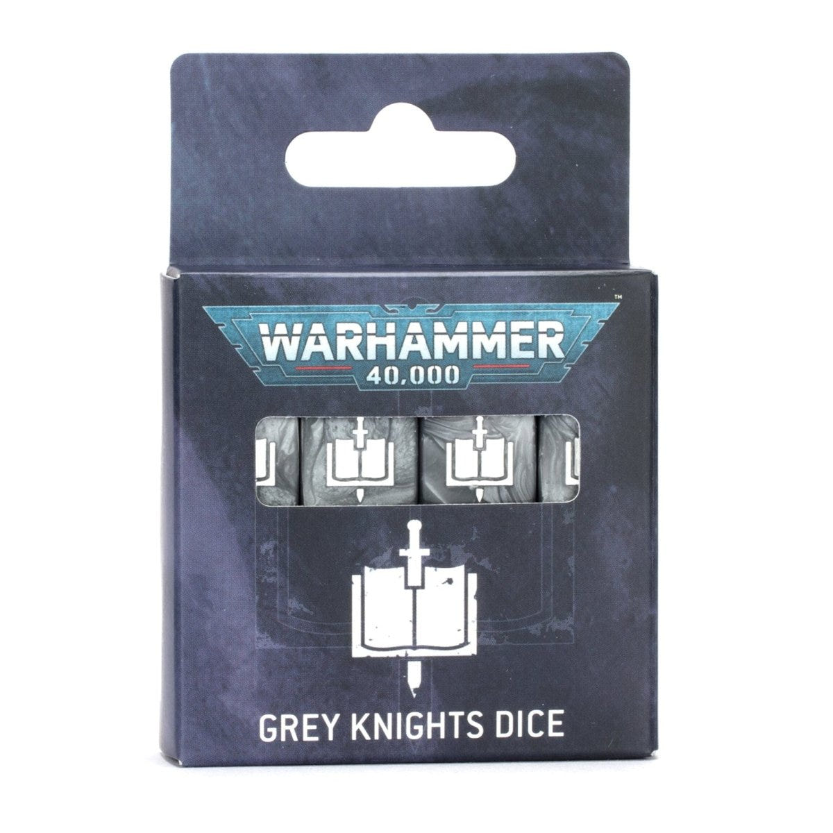 Games Workshop Warhammer 40,000 Grey Knights Dice in their boxed packaging