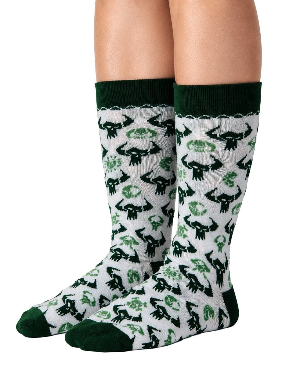 Warhammer 40,000 Orks patterned socks worn at ankle height