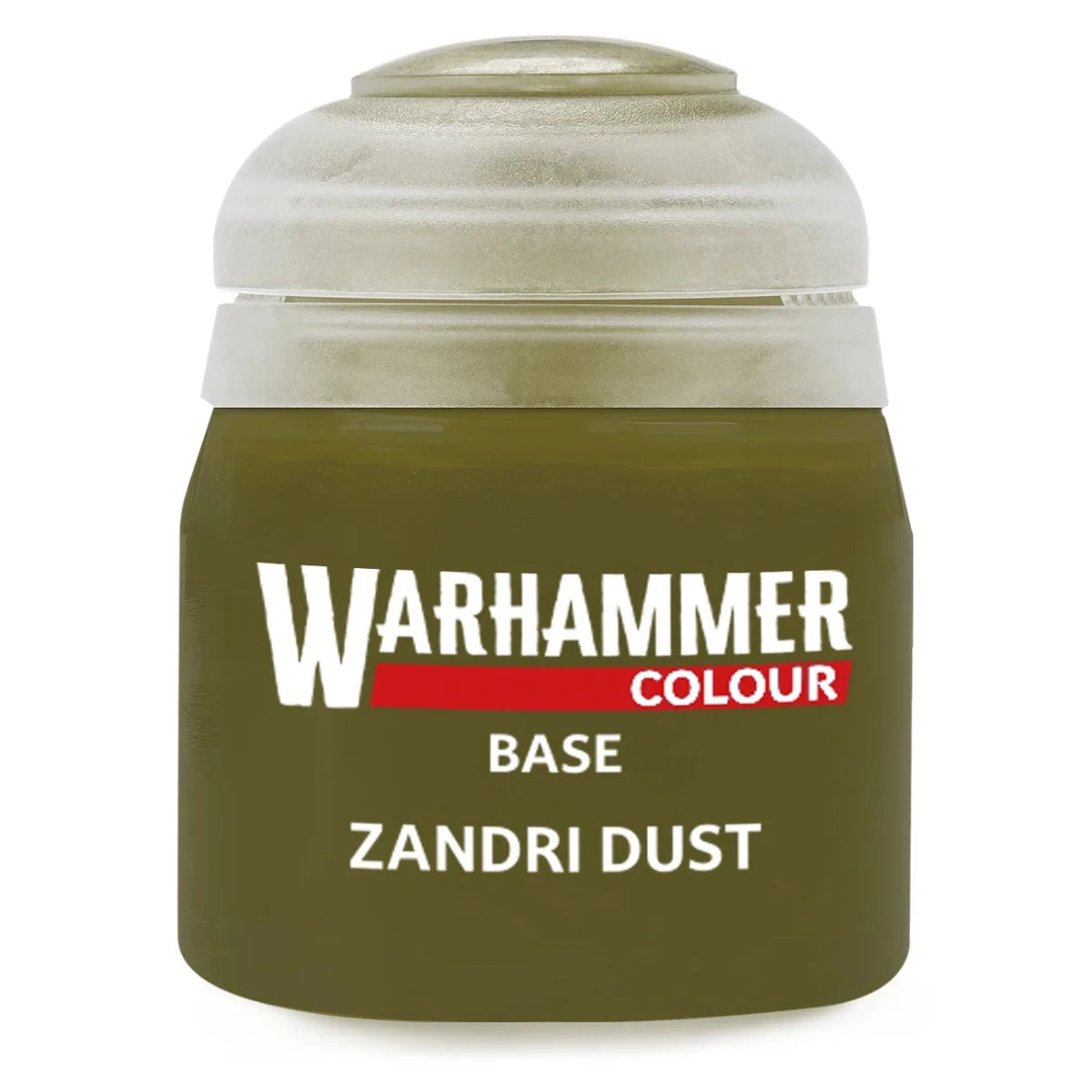 Warhammer Colour Zandri Dust paint can on a white background