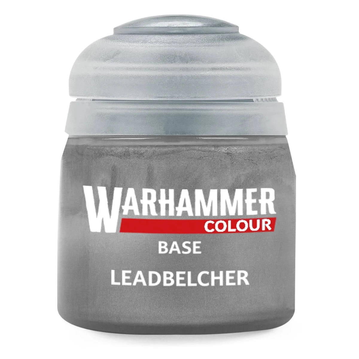 Warhammer paint can labeled 'Leadbelcher' on a white background