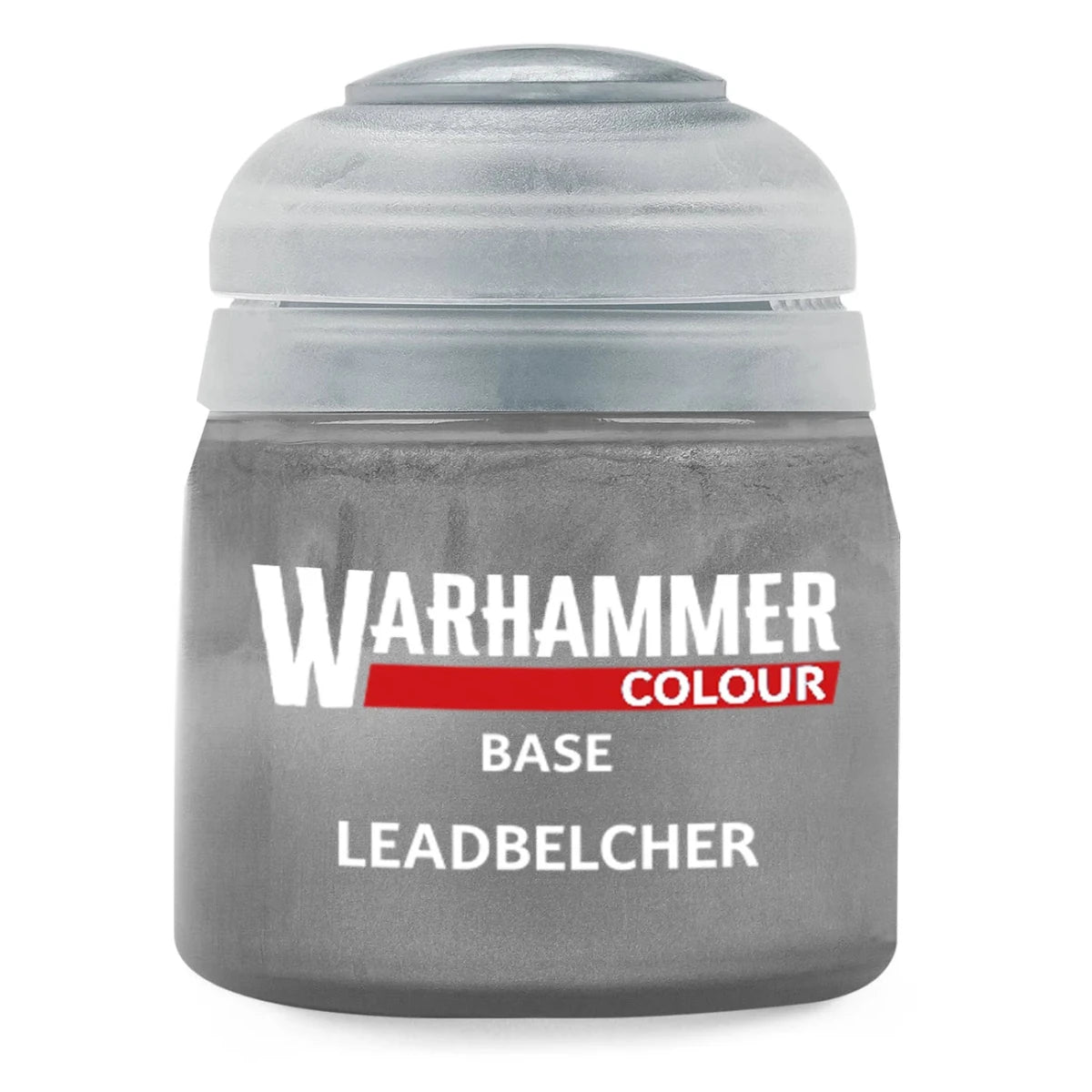 Warhammer paint can labeled 'Leadbelcher' on a white background