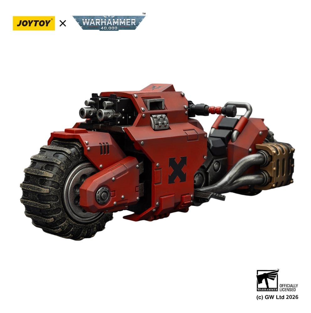JoyToy Blood Angels Raider-pattern Combat Bike 22 cm, front three-quarter view, white background