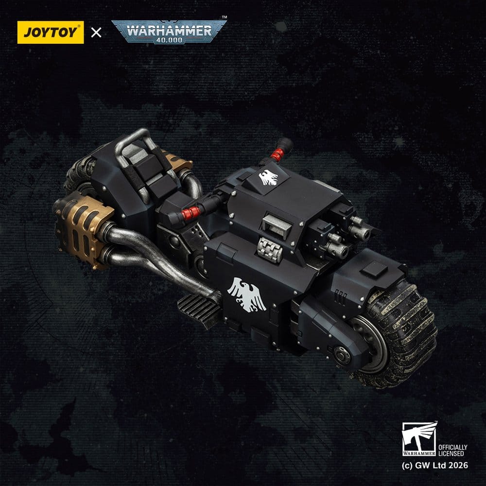 JoyToy Raven Guard Raider-pattern Combat Bike 22 cm, elevated three-quarter view on a black textured backdrop