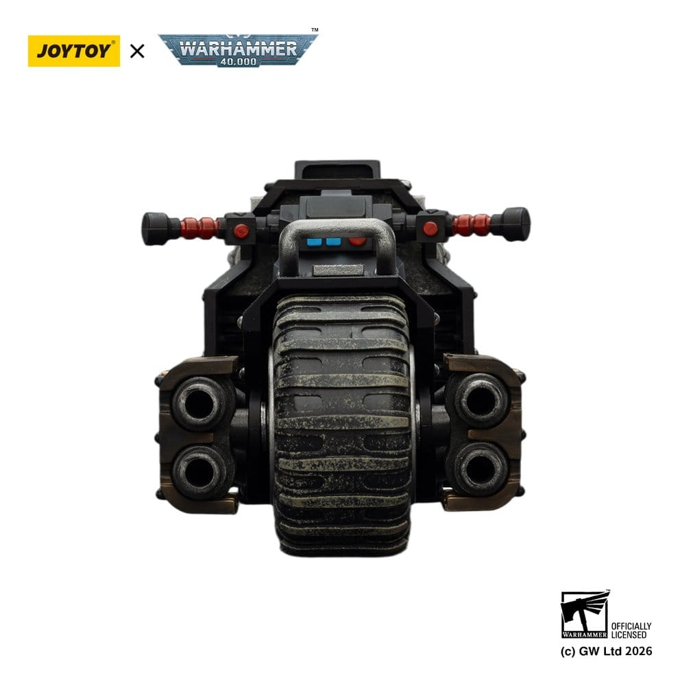 JoyToy Raven Guard Raider-pattern Combat Bike 22 cm, rear view showing exhausts, white background