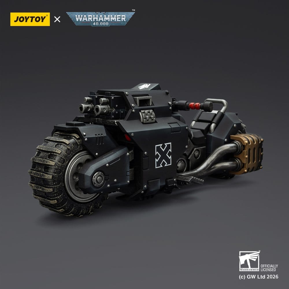 JoyToy Raven Guard Raider-pattern Combat Bike 22 cm, front three-quarter view, dark background