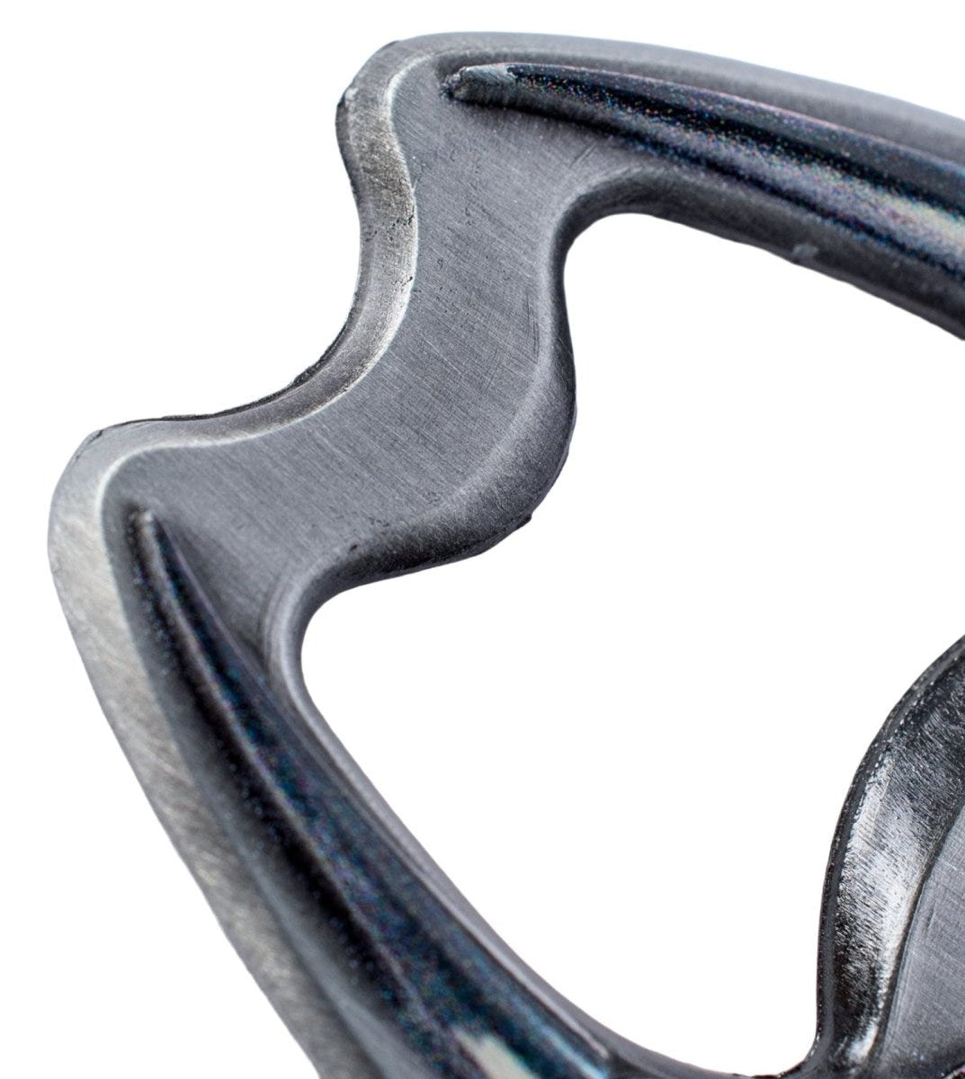 Close-up of the opener edge on the Servo Skull bottle opener