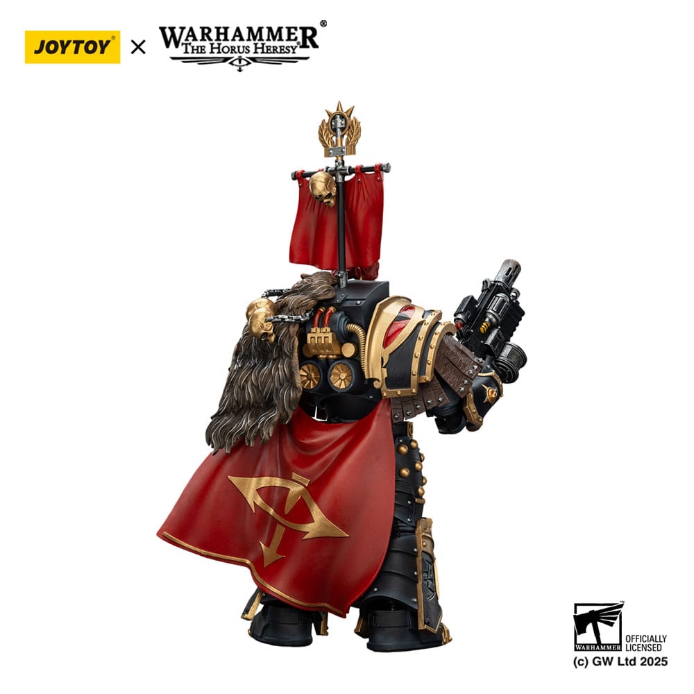 JoyToy Sons of Horus Cataphractii Praetor 14 cm figure, back view showing red cloak and banner, white background